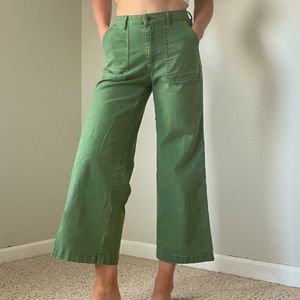Green Wide Leg Cropped Pant | Size 0/25